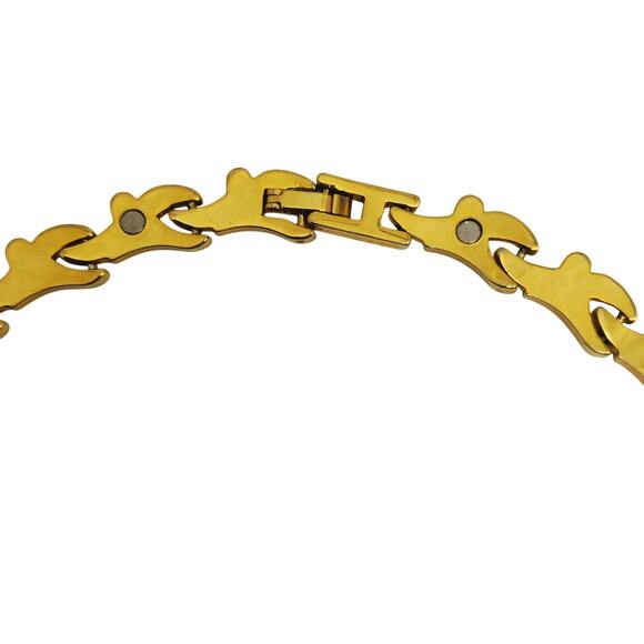 Vintage Gold Plated Choker Geometric Link Necklace 1980s Statement Chain Retro - Picture 3 of 6